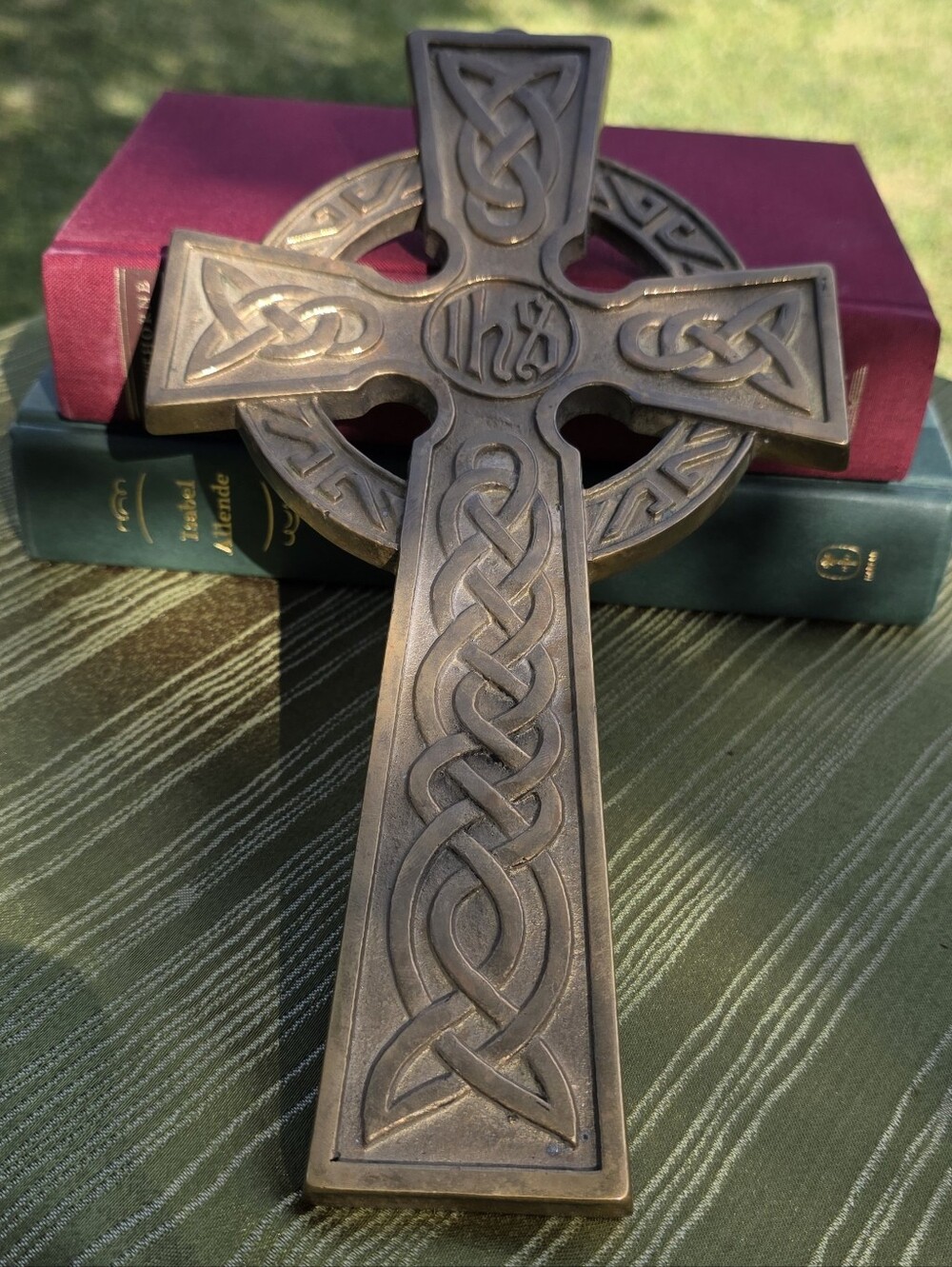 Robert Emmet Solid Brass Celtic Cross IHS 11” Irish Wall Decor